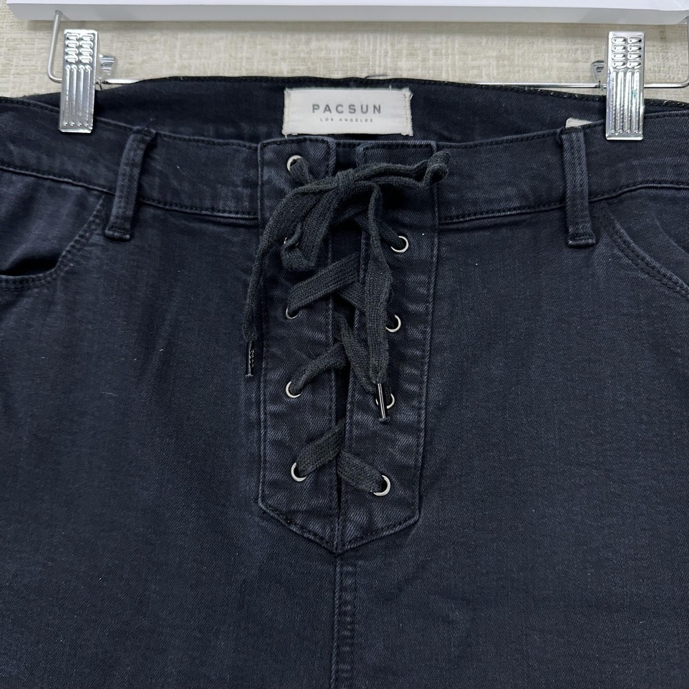 Pacsun Jeans Womens 31 Short Black High Rise Jegging Lace Up Skinny Ankle - Picture 4 of 16